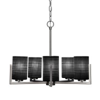 Atlas 5 Light Chandelier In Graphite Finish With 4 Black Matrix Glass