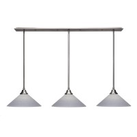 3 Light Linear Pendalier With Hang Straight Swivels Shown In Brushed Nickel Finish With 16 Gray Matrix Glass