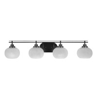 Odyssey 4 Light Bath Bar In Matte Black Finish With 7 White Muslin Glass