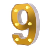 Samapet 6.3 Inch Light Up Letters 9 Led Marquee Letter Lights 26 Golden Alphabet Night Lights Sign For Wedding Birthday Party Christmas Home Bar Decoration(9)