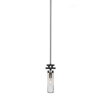 Salinda 1 Light Stem Mini Pendant In Matte Black & Brushed Nickel Finish With 2.5 Clear Bubble Glass