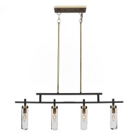 Salinda 4 Light Bar In Espresso & Brass Finish With 2.5 Clear Bubble Glass