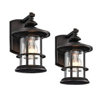 Micsiu Outdoor Wall Light Fixture Exterior Wall Mount Lantern Waterproof Vintage Wall Sconce With Clear Seedy Glass For Front Porch, Patio, Backyard (Oil Rubbed Bronze 2 Pack)