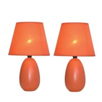 Simple Designs Mini Egg Oval Ceramic Table Lamp 2 Pack Set