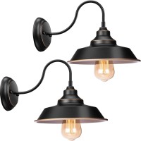 Elibbren Vintage Farmhouse Gooseneck Wall Sconce, Industrial Bathroom Vanity Barn Wall Light Fixture For Bedroom Nightstand, Bathroom Vanity, Barn, Warehouse, 2 Pack