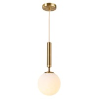 Kco Lighting Modern Globe Pendant Light Fixture White And Gold Pendant Light 1-Light Kitchen Island Single Pendant Lighting Round Glass Hanging Light Nordic Minimalist Ball Pendant Light (Gold)