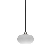 Paramount 1 Light Mini Pendant In Matte Black And Brushed Nickel Finish With 10 White Muslin Glass