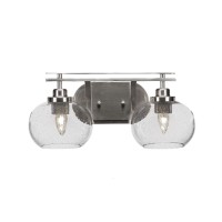 Odyssey 2 Light Bath Bar In Brushed Nickel Finish With 7 Clear Bubble Glass