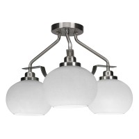 Odyssey 3 Light Semi Flush Mount In Brushed Nickel Finish With 7 White Muslin Glass