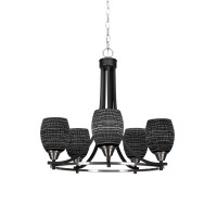 Paramount 5 Light Chandelier In Matte Black And Brushed Nickel Finish With 5 Black Matrix Glass