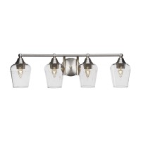 Paramount 4 Light Bath Bar In Brushed Nickel Finish With 5 Clear Bubble Glass