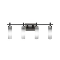 Salinda 4 Light Bath Bar In Matte Black & Brushed Nickel Finish With 2.5 White Muslin Glass