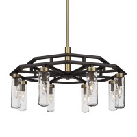 Salinda 8 Light Chandelier In Espresso & Brass Finish With 2.5 Clear Bubble Glass