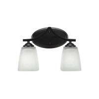 Zilo 2 Light Bath Bar Shown In Matte Black Finish With 4.5 Clear Bubble Glass