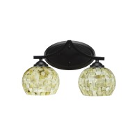 Zilo 2 Light Bath Bar Shown In Matte Black Finish With 6 Mystic Seashell Glass