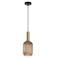 I-Xun Pendant Light Fixtures Modern Pendant Lighting For Kitchen Island Farmhouse Striped Glass Pendant Light Shade (5.12'', Amber)