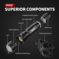 Feyachi FL11M 1200 Lumen Tactical Matte Black LED Flashlight with Picatinny Rail Mount and pressure switch includedFeaturesUp to 1200Lumen After Fulling chargedReaches 200m4 Hours Lasting IlluminationIP65 Rating WaterResistantAllMetal BODYSpecificationBri