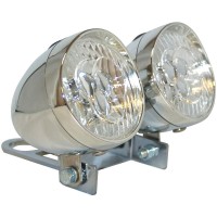 Double Front Light Set With Bracket Included Cycle Bike Chrome Led Headlight