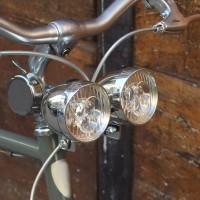 Double Front Light Set With Bracket Included Cycle Bike Chrome Led Headlight