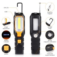 Haofy Led Work Light, Rechargeable Cob Magnetic Flashlight With 4 Modes Super Bright Worklight, Power Bank 90 Rotate Handheld Flashlight Work Lamp With Hook Magnet (Yellow)