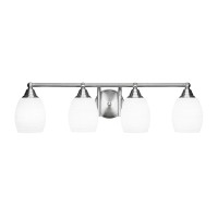 Paramount 4 Light Bath Bar In Brushed Nickel Finish With 5 White Matrix Glass