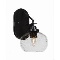 Odyssey 1 Light Wall Sconce In Matte Black Finish With 7 Clear Bubble Glass