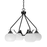 Odyssey 4 Light Chandelier In Matte Black Finish With 7 White Muslin Glass