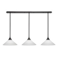 3 Light Linear Pendalier With Hang Straight Swivels Shown In Dark Granite Finish With 16 White Matrix Glass