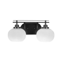 Odyssey 2 Light Bath Bar In Matte Black Finish With 7 White Muslin Glass