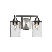 Paramount 2 Light Bath Bar In Brushed Nickel Finish With 4 Clear Bubble Glass