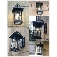 Eeru Waterproof Outdoor Wall Sconces Light Fixtures Exterior Wall Lantern Outside House Lamps Black Metal With Clear Seeded Glass, Perfect For Exterior Porch Patio House