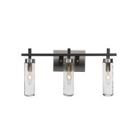 Salinda 3 Light Bath Bar In Matte Black & Brushed Nickel Finish With 2.5 Clear Bubble Glass