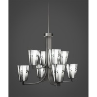 Apollo 8 Light Chandelier With Hang Straight Swivel Shown In Graphite Finish With 5