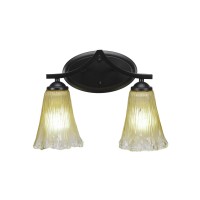 Zilo 2 Light Bath Bar Shown In Matte Black Finish With 5.5 Fluted Amber Crystal Glass