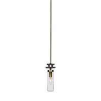 Salinda 1 Light Stem Mini Pendant In Espresso & Brass Finish With 2.5 Clear Bubble Glass