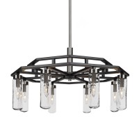 Salinda 8 Light Chandelier In Matte Black & Brushed Nickel Finish With 2.5 Clear Bubble Glass