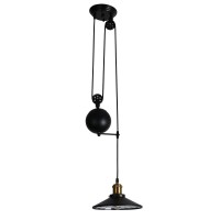 Warehouse Of Tiffany Wra002 Rosmee Matte Black + Gold 1-Light Pendant, 35.43