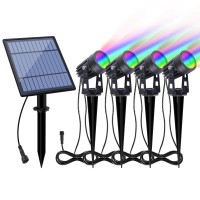 Aponuo Christmas Solar Spot Lights Outdoor Color Changing, Solar Landscape Lighting Rgb Spotlights Waterproof 4-In-1 Wall Lamp For Patio, Pathway, Yard, Garden, Holiday Decoration (Multi-Color)