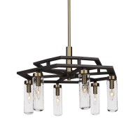 Salinda 6 Light Chandelier In Espresso & Brass Finish With 2.5 Clear Bubble Glass