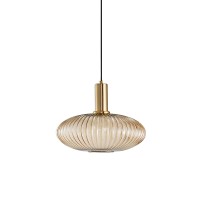 I-Xun Pendant Light Fixtures Modern Pendant Lighting For Kitchen Island Farmhouse Striped Glass Pendant Light Shade (11.81'', Amber)