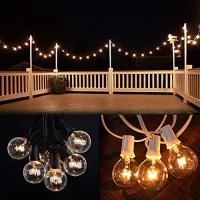 Abeja 50Ft Outdoor Patio String Lights With 53 Clear Globe G40 Bulbs,Ul Listed For Patio Porch Backyard Deck Bistro Gazebos Pergolas Balcony Wedding Gathering Parties Decor, White