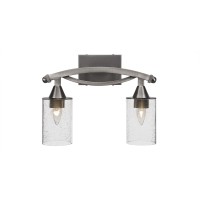 Bow 2 Light Bath Bar Shown In Brushed Nickel Finish With 4 Clear Bubble Glass