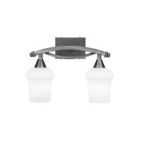 Bow 2 Light Bath Bar Shown In Brushed Nickel Finish With 5.5 Zilo White Linen Glass