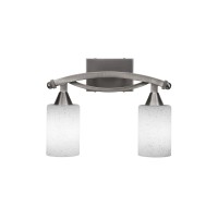 Bow 2 Light Bath Bar Shown In Brushed Nickel Finish With 4 White Muslin Glass