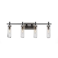 Salinda 4 Light Bath Bar In Matte Black & Brushed Nickel Finish With 2.5 Clear Bubble Glass