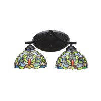 Zilo 2 Light Bath Bar Shown In Matte Black Finish With 7 Kaleidoscope Art Glass