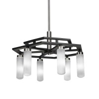 Salinda 6 Light Chandelier In Matte Black & Brushed Nickel Finish With 2.5 White Muslin Glass