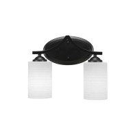 Zilo 2 Light Bath Bar Shown In Matte Black Finish With 7 White Matrix Glass