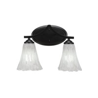 Zilo 2 Light Bath Bar Shown In Matte Black Finish With 5.5 Fluted Italian Ice Glass