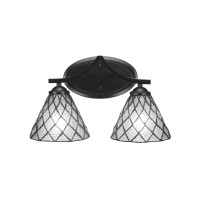 Zilo 2 Light Bath Bar Shown In Matte Black Finish With 7 Diamond Ice Art Glass